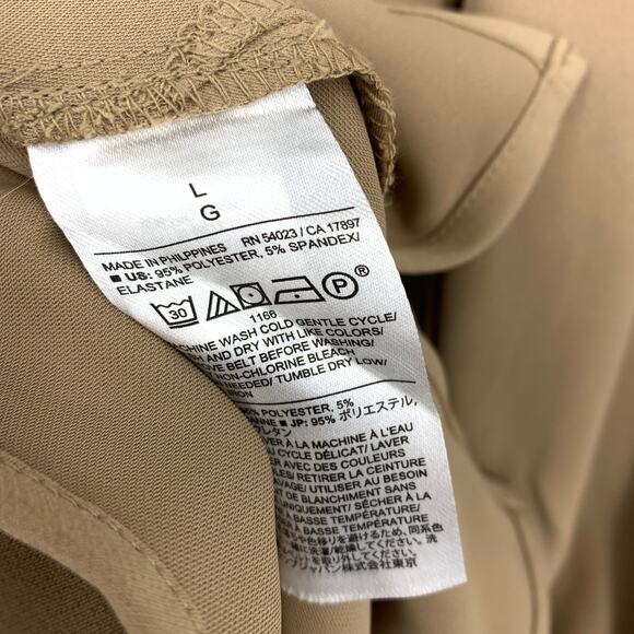 Banana Republic Button Front Blouse Womens Sz Large Tie Waist Long Sleeve Tan - Picture 6 of 6